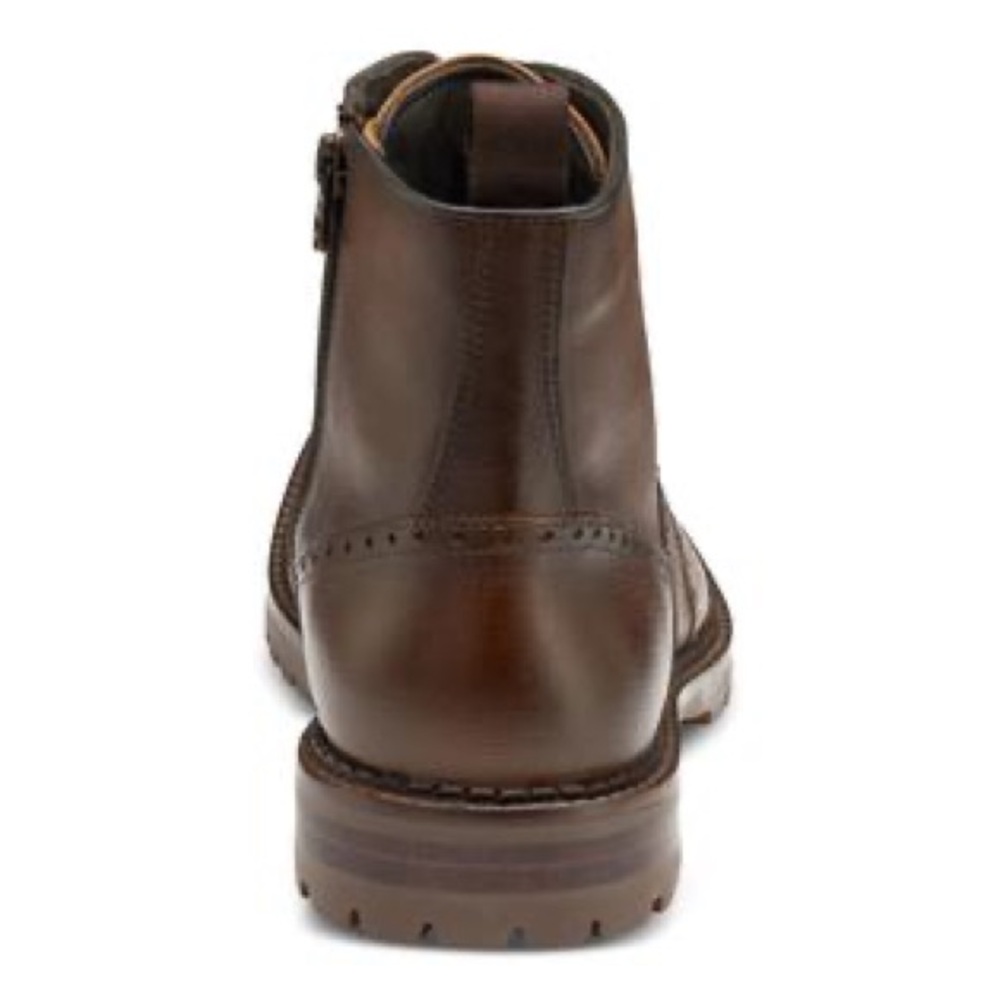 JOHNSTON & MURPHY Mens Brown Garrison Toe Block Heel Leather Boots Shoes…NEW sz8 - Picture 3 of 9